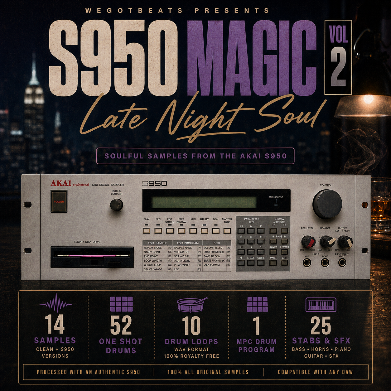 S950 Magic Vol 2 - Late Night Soul cover vintage akai s950 sample pack and drum kit